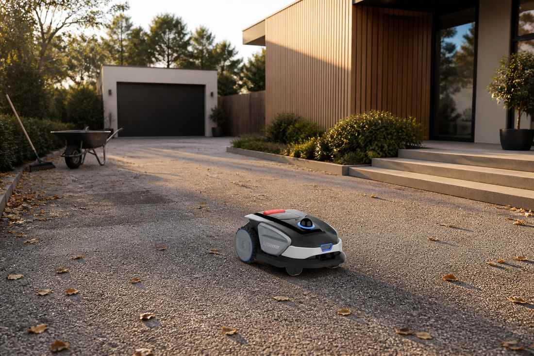 Sunseeker S4 scarificateur sur allée moderne
