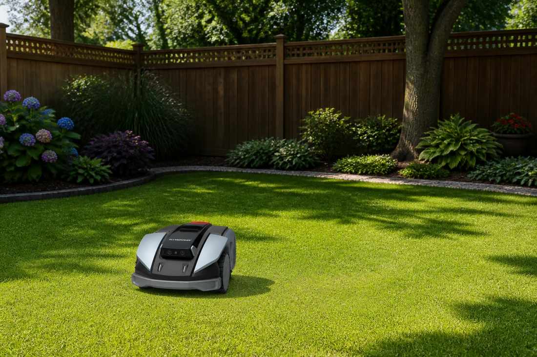 Sunseeker S5 rouleau à gazon dans jardin suburbain