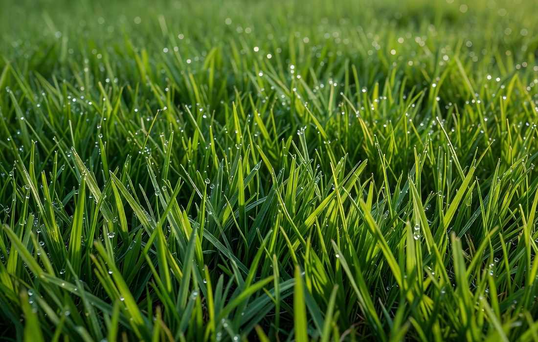 Rosée sur les brins d’herbe