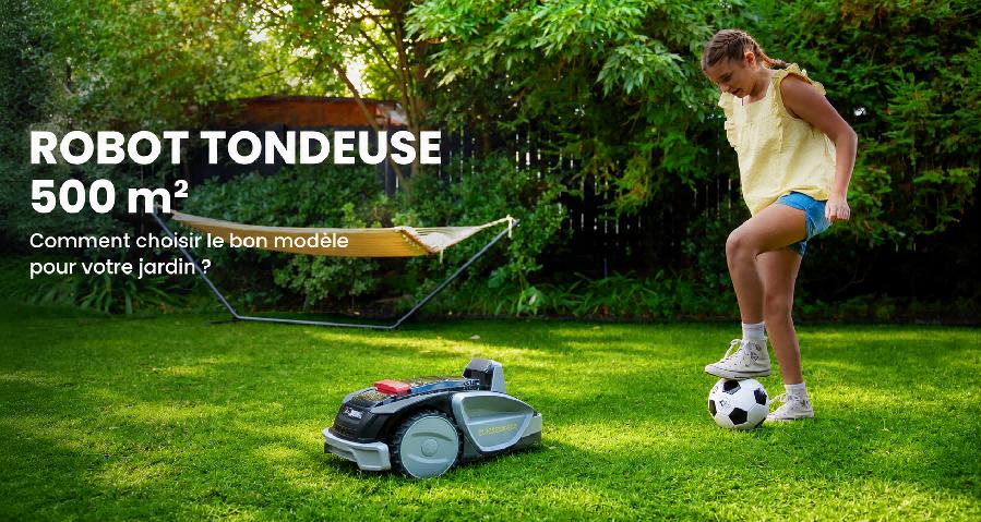 Robot tondeuse dans jardin 500m² usage quotidien familial