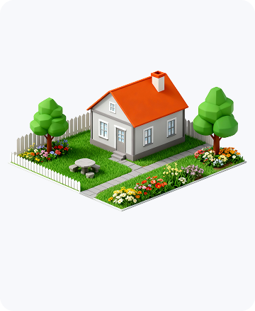 Jardins standard avec quelques arbres et parterres de fleurs