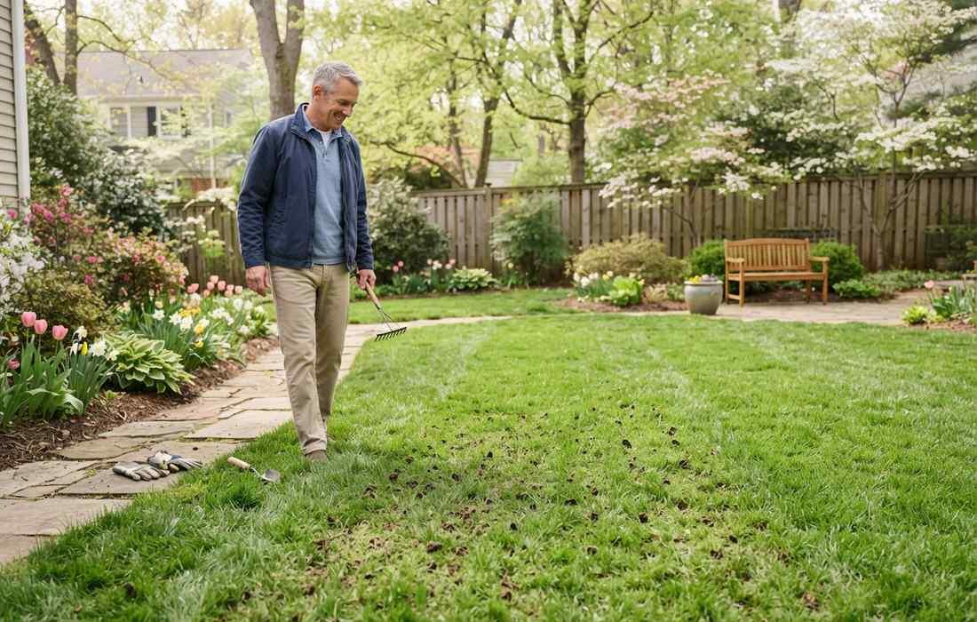 Spring lawn aeration