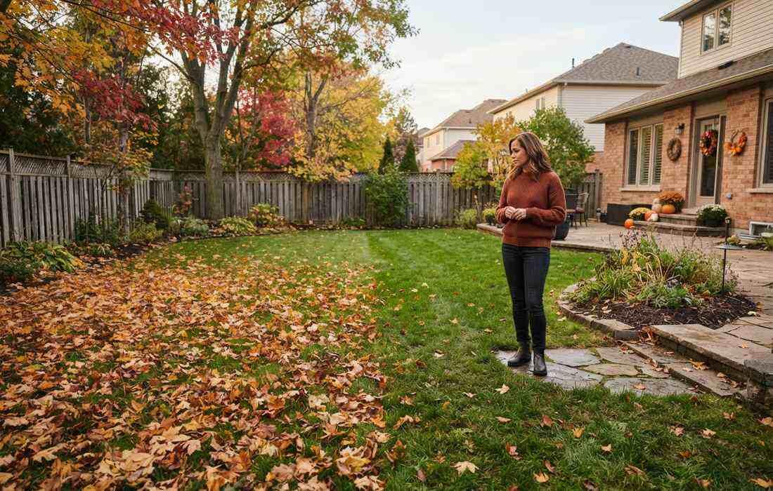 Leaves left on lawn