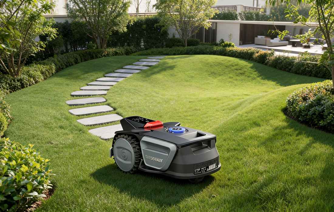 Manicured lawn in modern garden