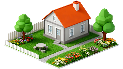 Standard yards with some trees and bedflowers